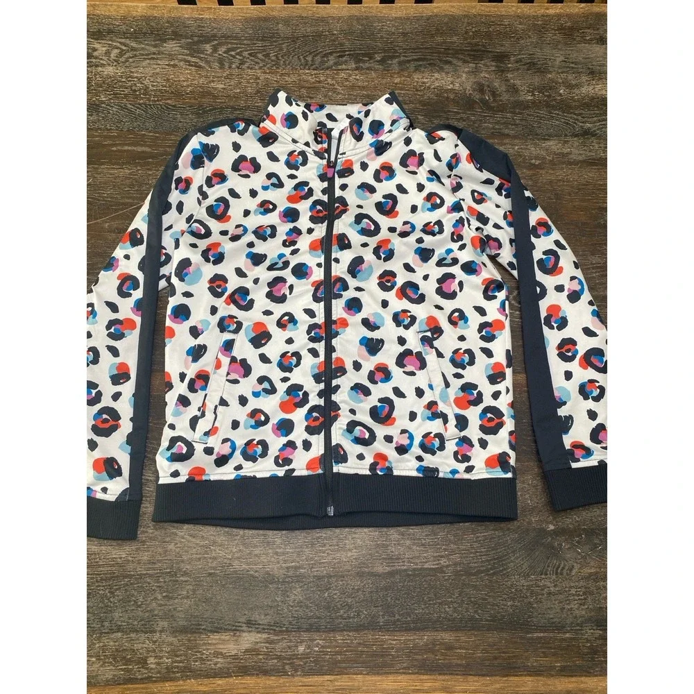 HANNA ANDERSSON Colorful Leopard Print Active Wear Jacket US 12 Athleisure